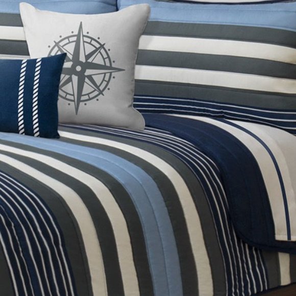 New King Size Marine Blue 3-Piece Quilt Set - Picture 2 of 2